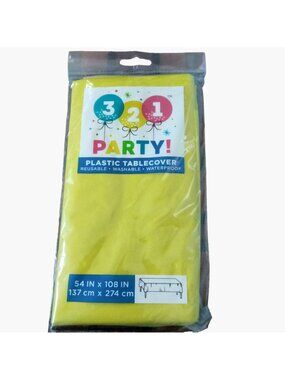 Party Tablecover Yellow rectangle 54 x 108 inch Plastic Reusable Waterproof